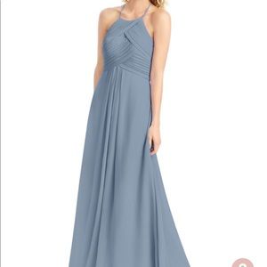Dusty blue bridesmaids dress (azazie)